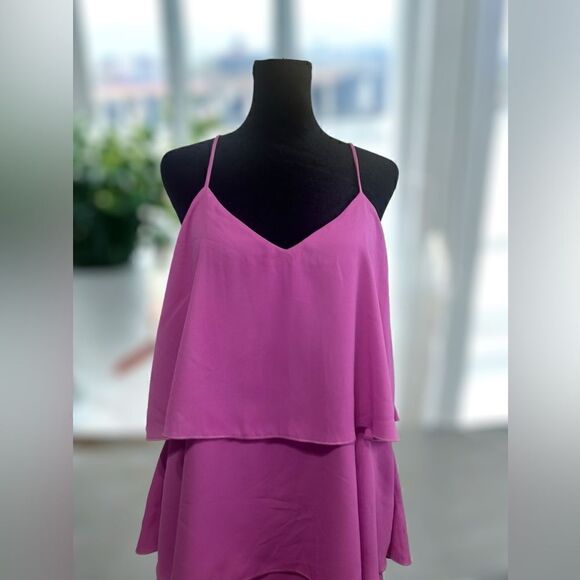 Show Me Your Mumu Womens Ruffle Tiered Spaghetti Strap Mini Barbie Pink Size S - Picture 9 of 14